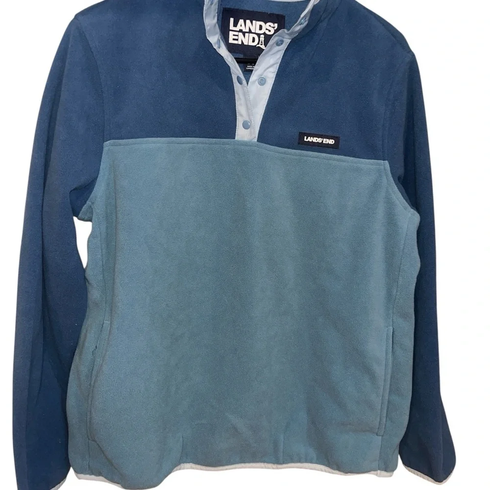 Lands' End kids Two-Tone Fleece Pullover
